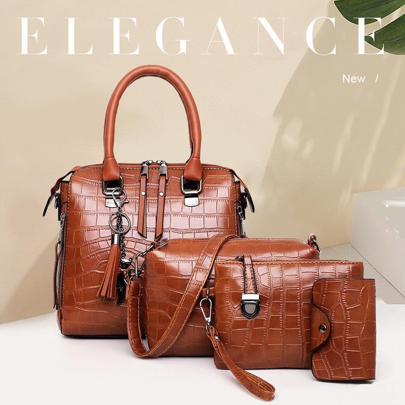 Helda - 4-Pieve Modern Leather Bag Set